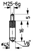 KAFER 573/16  Komparatör ölçüm ucu, çelik, taç 16/16,0 mm