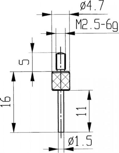 KAFER 573/14 Komparatör ölçüm ucu, çelik, paralel pim 14/ 1,5 mm