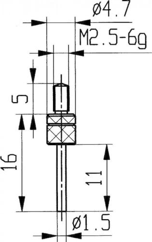 KAFER 573/14H  Komparatör ölçüm ucu - karbür, paralel pim 14/ 1,5 mm