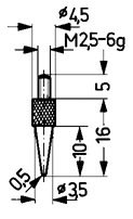 KAFER 573/15 Komparatör ölçüm ucu, çelik, sivri 15/ 0,5 mm