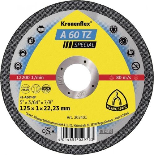 KLİNGSPOR 202401  Kesme taşı A60TZ 125x1,0 mm düz tip