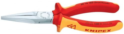 Knipex 30 16 160 Düz kargaburun, krom kaplama, saplar çok komponentli kaplama ile izolasyonlu, VDE onaylı 160 mm