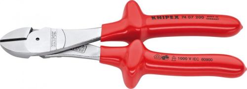 Knipex 74 07 200 Ağır tip yan keski, 200 mm, daldırma izoleli VDE