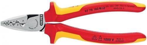 Knipex 97 78 180 Sıkma pensesi (Kablo Yüksükleri için), 180 mm VDE 0,25-16 mm2